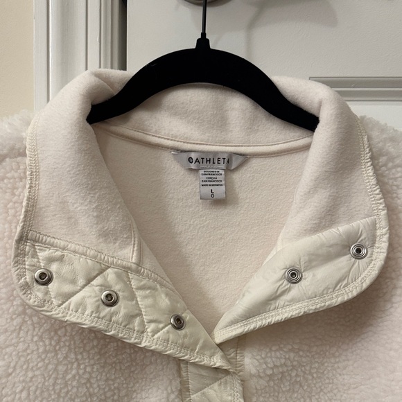 Athleta Cozy Snap Sherpa Sweatshirt Magnolia White Size Large - Picture 7 of 10